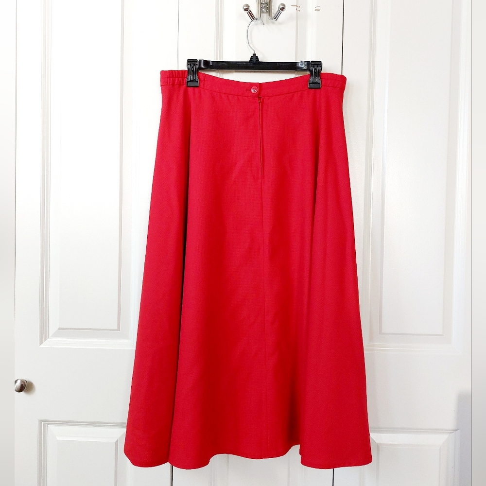 Houndstooth Red Circle Skirt size 16 Vintage 90s Mrs Claus Santa 50s Rockabilly - Picture 2 of 6
